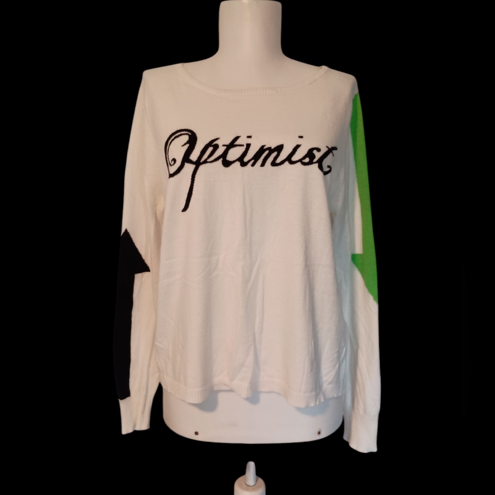 Lisa Todd OPTIMIST Graphic Thin Cotton Cashmere ARROWS Size M Pullover Sweater